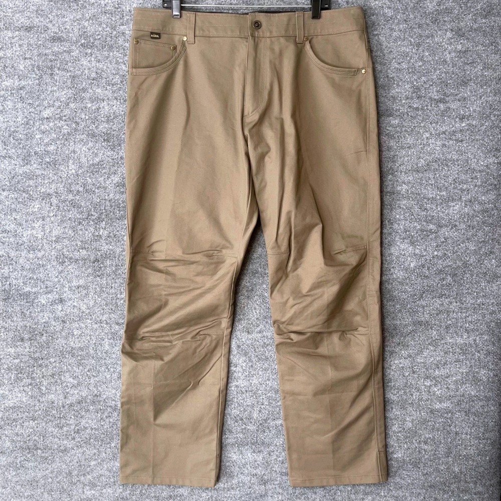 Kuhl Rydr Mens 38x30 Khaki Tan Cotton Twill Articulated Knee Outdoor Work Pants